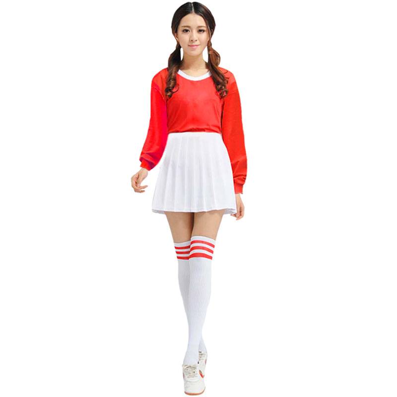 Long-sleeve red shirt + 0013 white dress